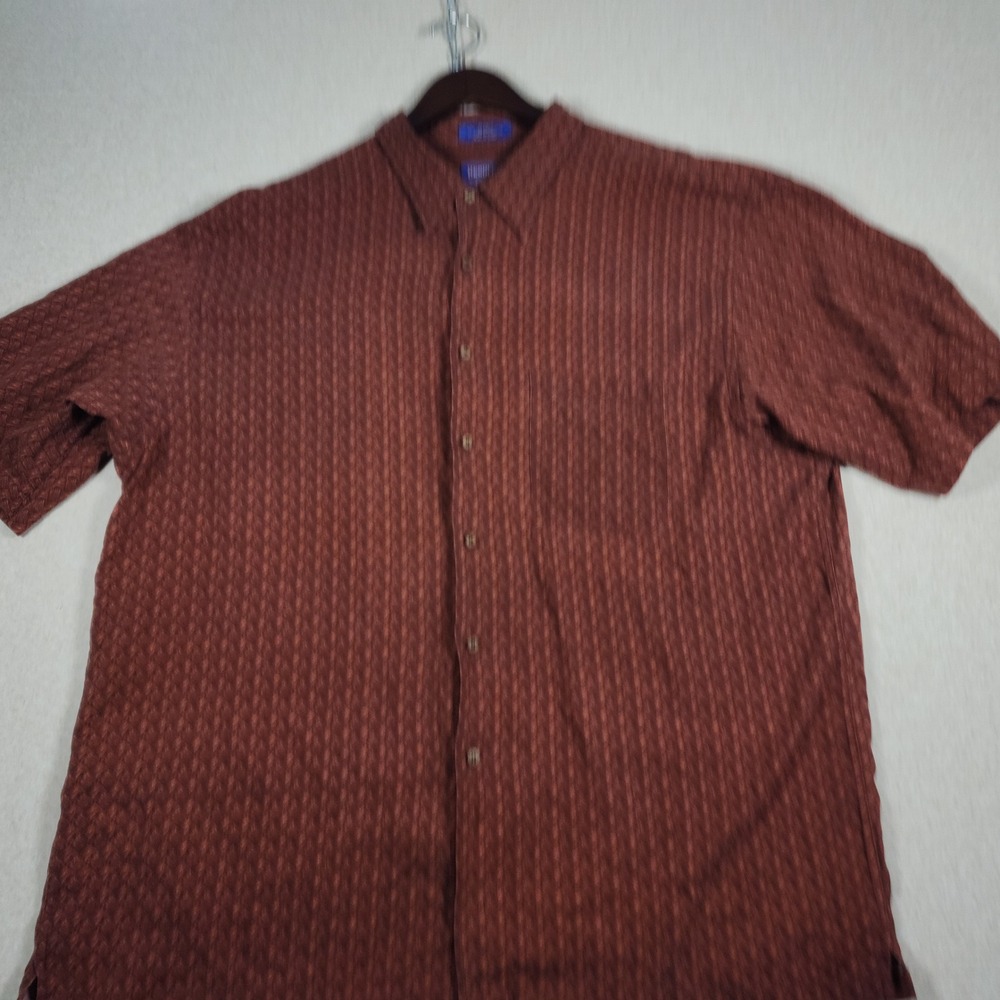 Pendleton Silk Cotton Short Sleeve Button Down Shirt Mens XXL Brown Basketweave